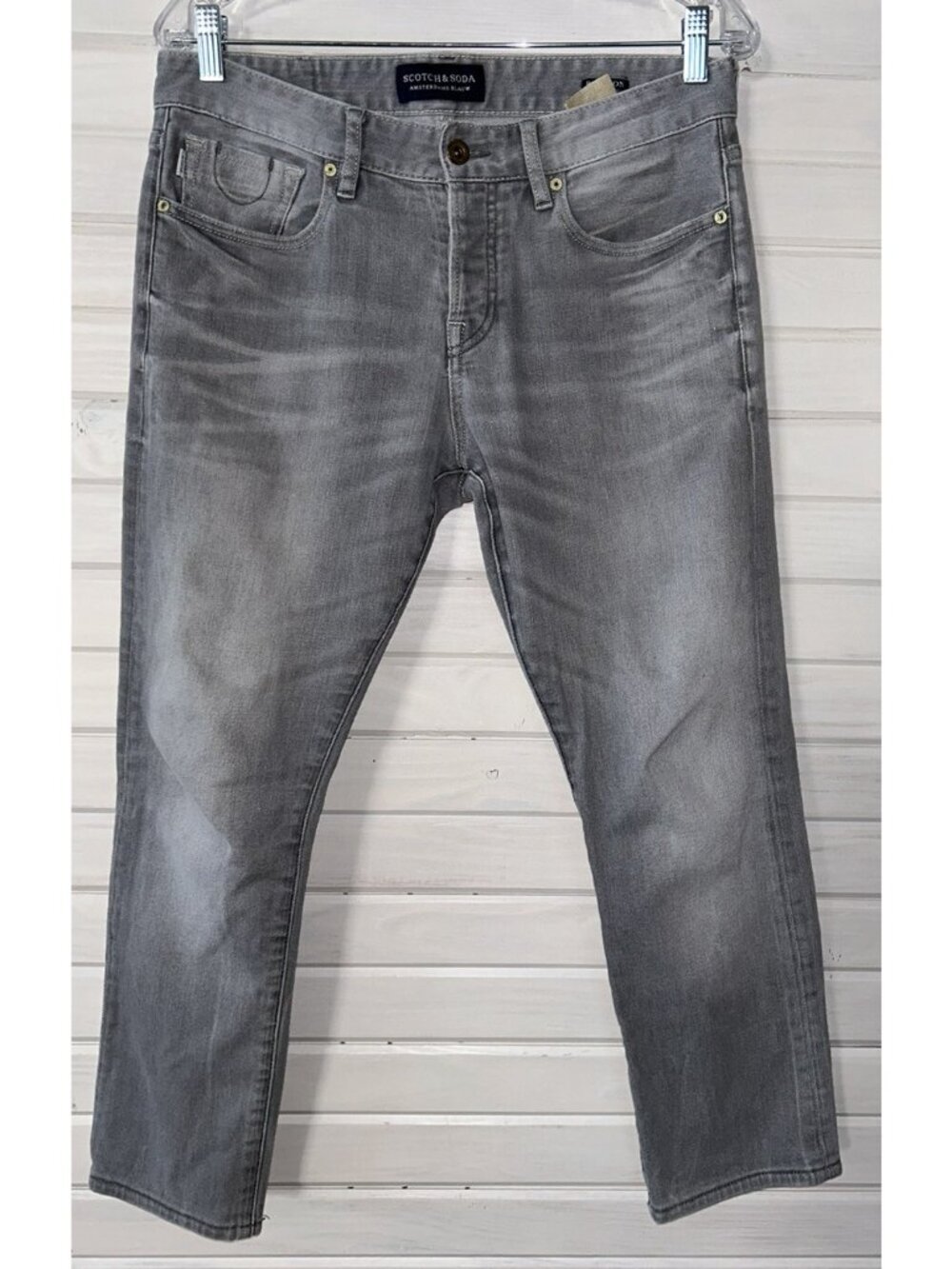 Scotch & Soda Sz 30 x 26.5 Ralston Slim Fit Stretch Jeans Gray Whiskered EUC